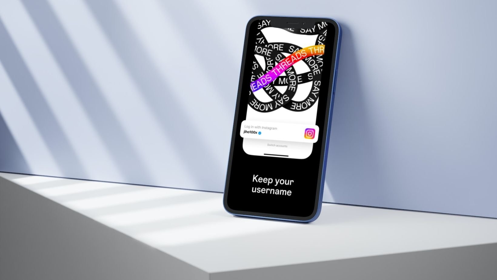 Phone mockup showing the Instagram Threads app